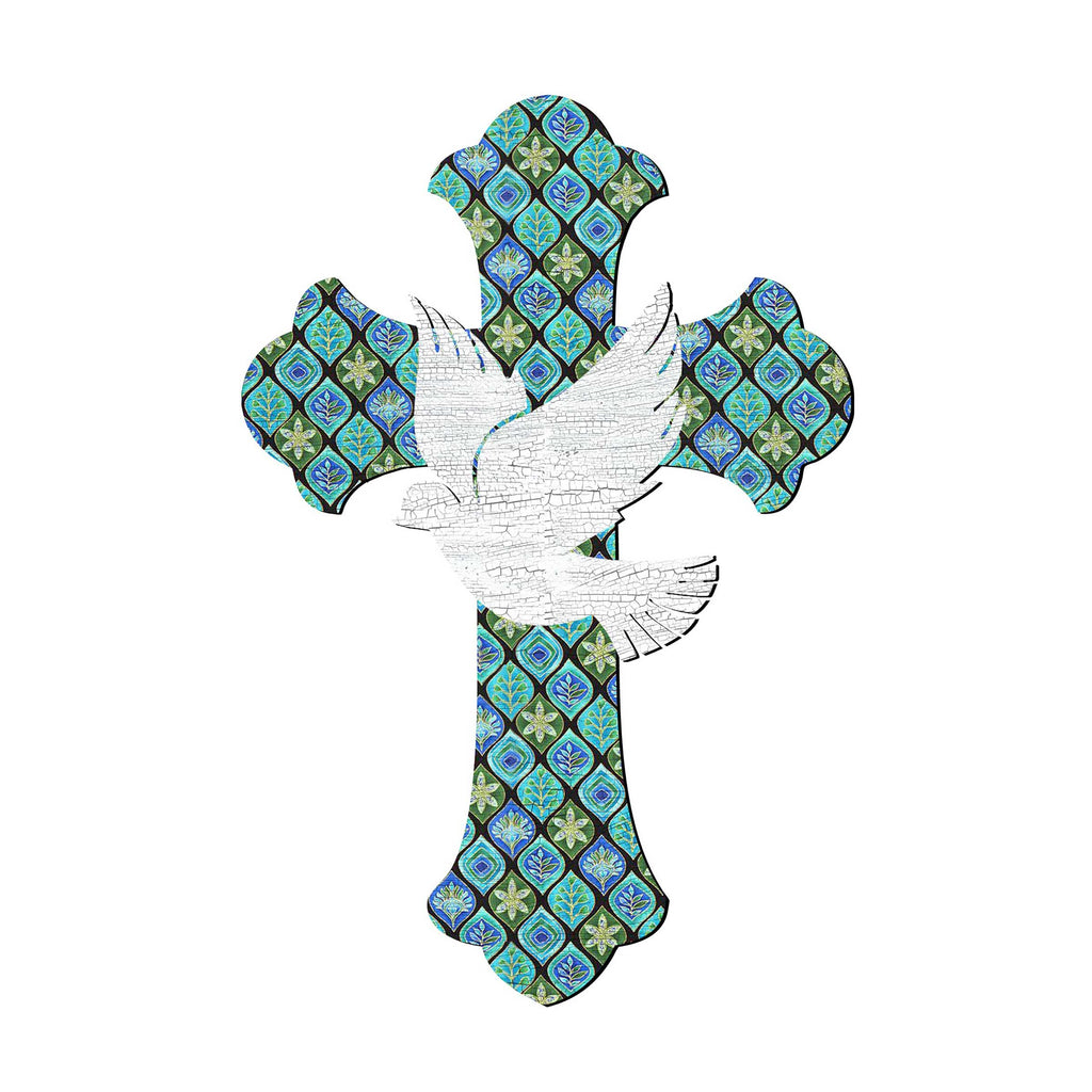 White Doves Cross Easter Door Decor by G. DeBrekht - Easter Spring Decor - 8191163-2H