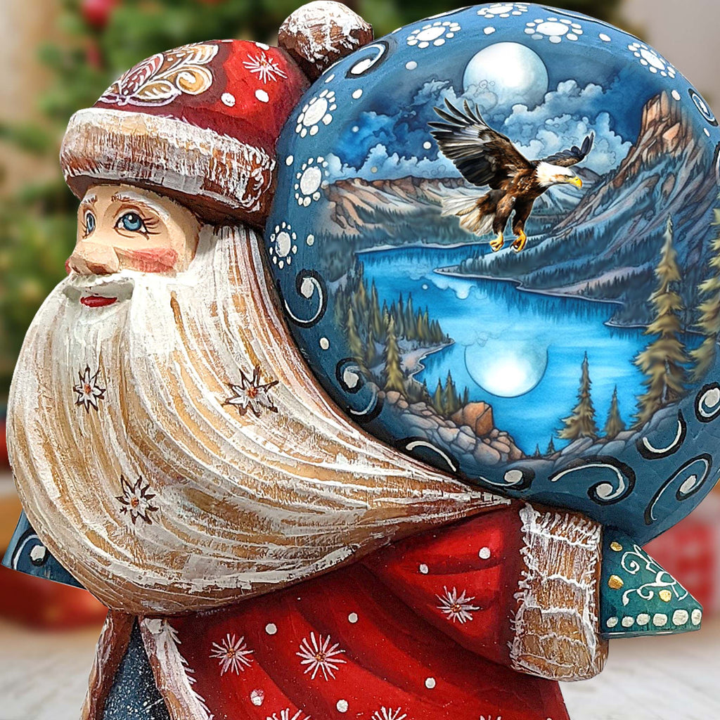Flying Eagle Sack Santa Hand-Painted WOODCARVED Masterpiece by G. DeBrekht - Christmas Décor - 8204014 *** PRE-ORDER - Handmade Just for You! ***