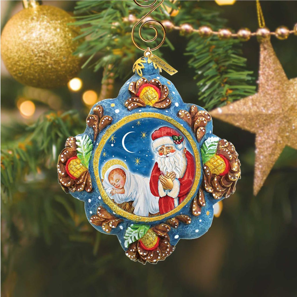 Saint Nick Reason for The Season Sculpted Hand-Painted Christmas Ornament by G. DeBrekht - Christmas Santa Snowman Décor - 6102544
