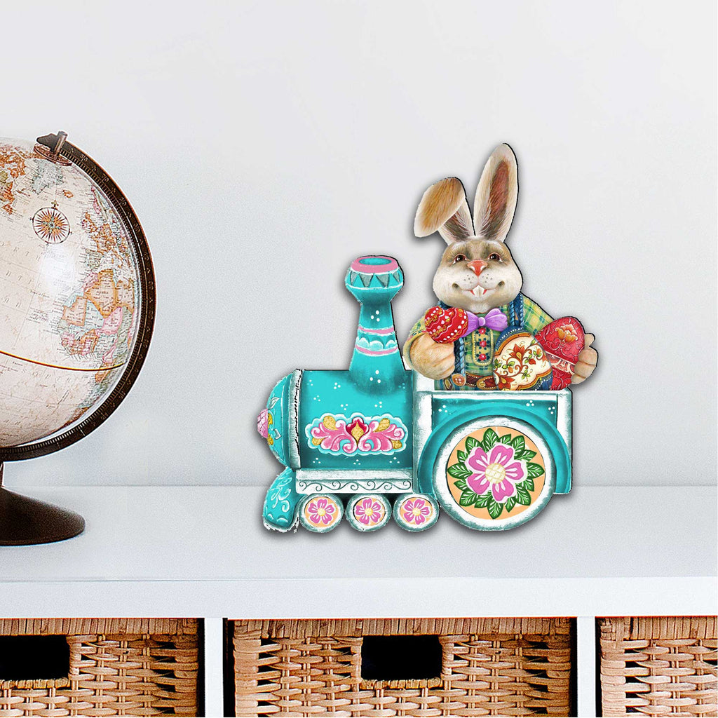 Village Train Ride Bunny Door Decor by G. DeBrekht - Easter Spring Decor - 8129211-2H