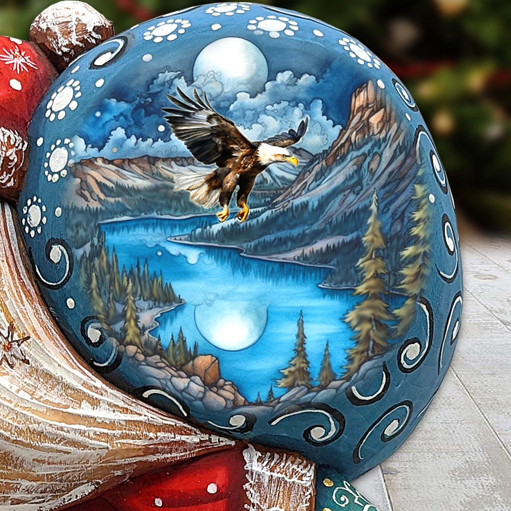Flying Eagle Sack Santa Hand-Painted WOODCARVED Masterpiece by G. DeBrekht - Christmas Décor - 8204014 *** PRE-ORDER - Handmade Just for You! ***