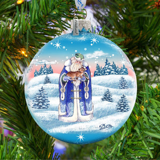 Father Frost Ball Glass Ornament by G. DeBrekht - Christmas Santa Snowman Décor - 73317