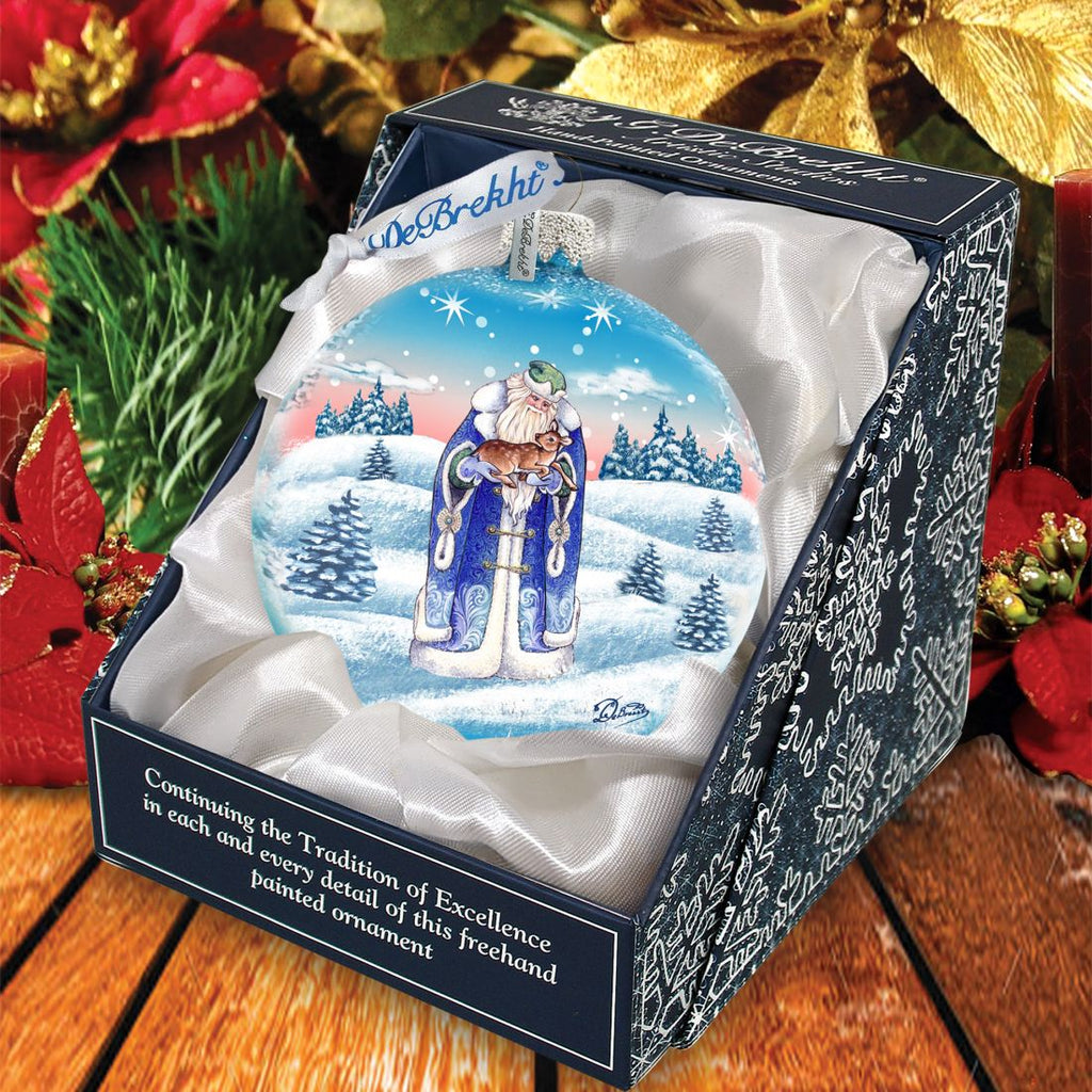 Father Frost Ball Glass Ornament by G. DeBrekht - Christmas Santa Snowman Décor - 73317