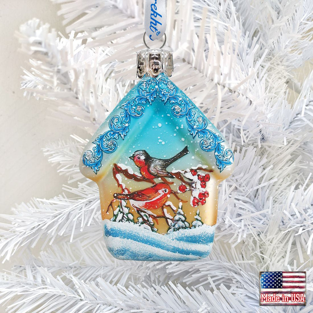 Red Robin House Mercury Glass Ornament by G. DeBrekht - Wildlife Holiday Décor - 739422