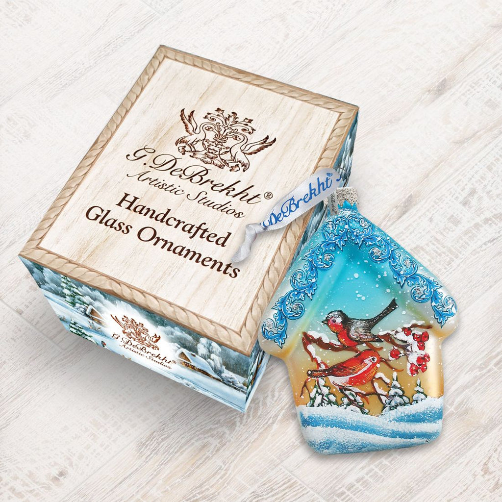 Red Robin House Mercury Glass Ornament by G. DeBrekht - Wildlife Holiday Décor - 739422