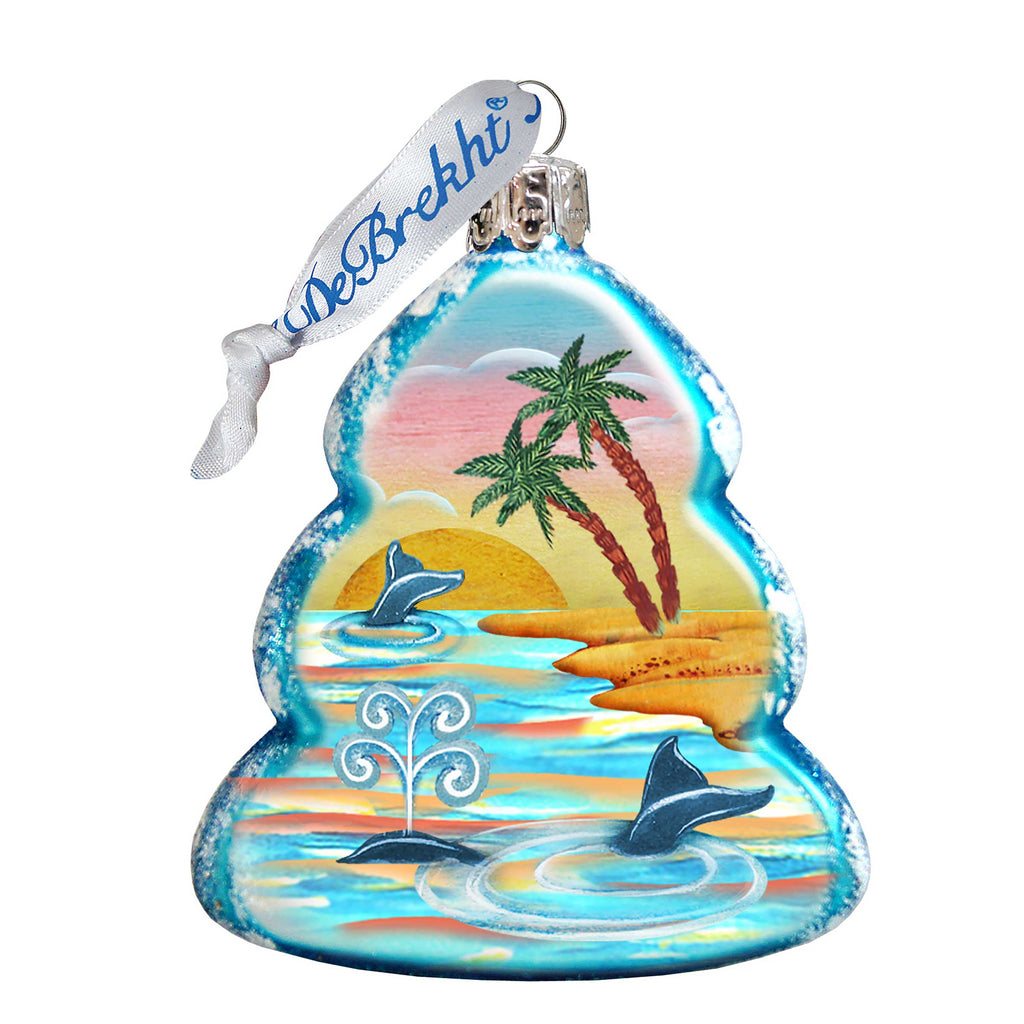 Whale at The Palms Mercury Glass Ornament by G. DeBrekht - Coastal Holiday Décor - 776276-2