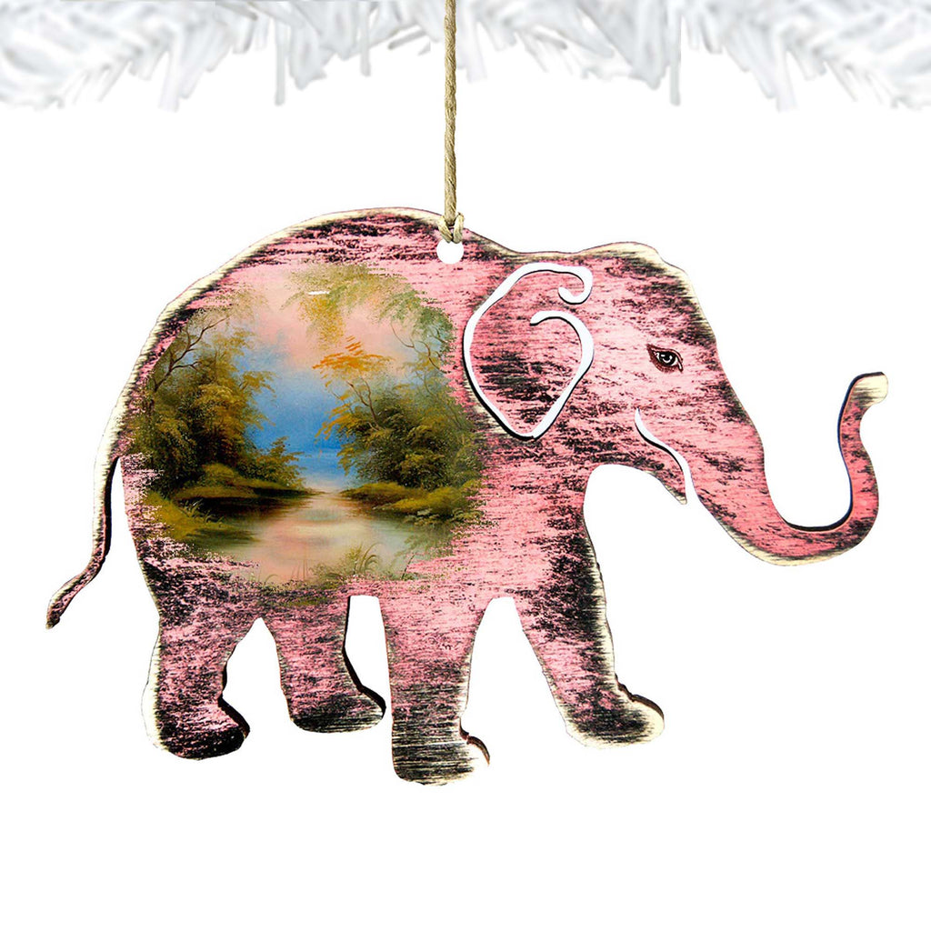 Rustic Elephant Wooden Ornaments by Nature Wonders - Wildlife Holiday Decor - 8198229