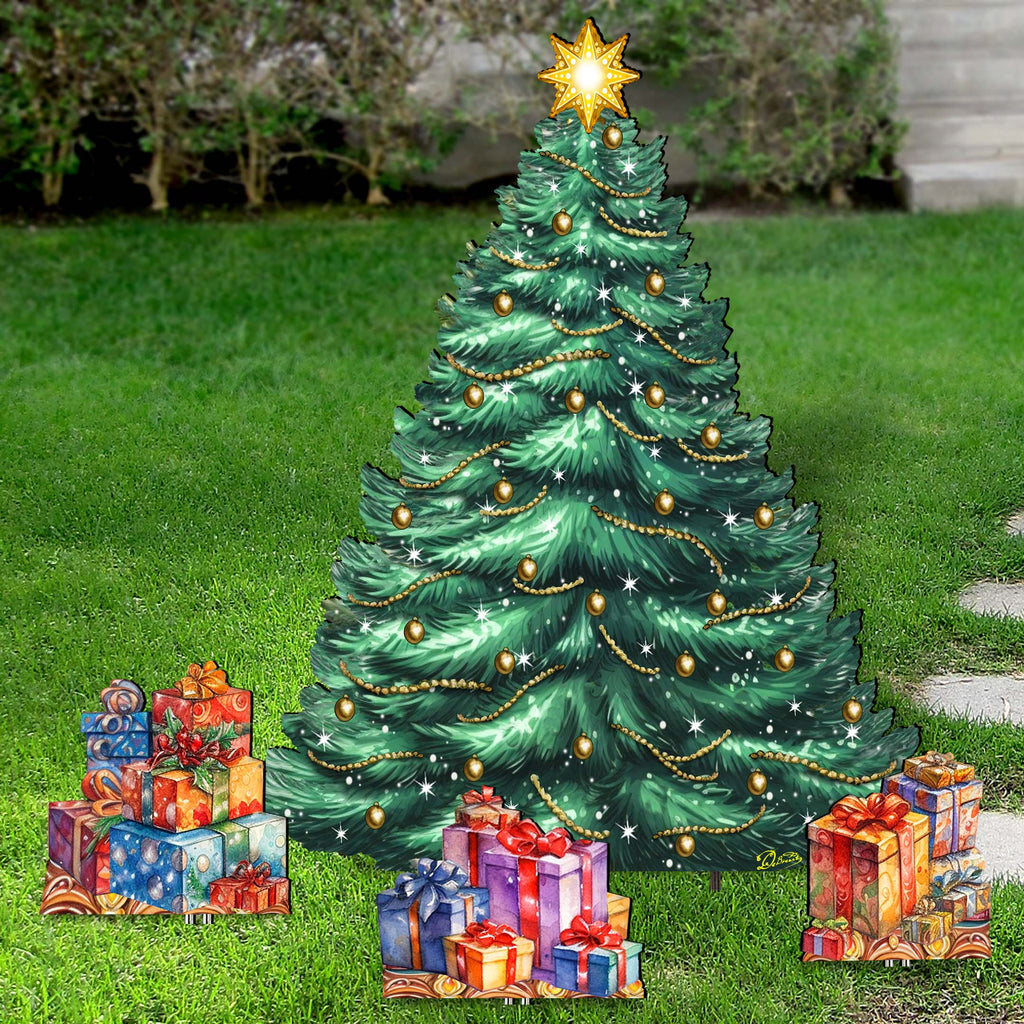Christmas Tree Set Outdoor Indoor Décor Wooden Christmas Decoration by G. Debrekht Christmas Décor - 8191500F-G