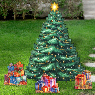 Christmas Tree Set Outdoor Indoor Décor Wooden Christmas Decoration by G. Debrekht Christmas Décor - 8191500F-G