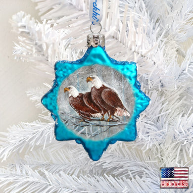 Eagles Snowflake Mercury Glass Ornament by G. DeBrekht - Wildlife Holiday Décor - 771033