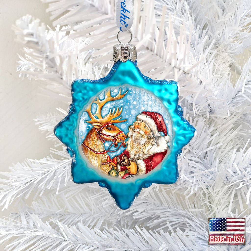 Reindeer Santa Mercury Glass Ornament by G. DeBrekht - Christmas Santa Snowman Décor - 773088