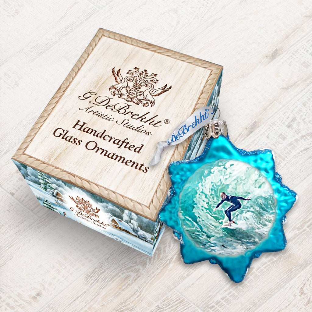 Surfers Mercury Glass Ornament by G. DeBrekht - Coastal Holiday Décor - 775486