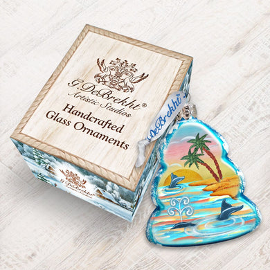 Whale at The Palms Mercury Glass Ornament by G. DeBrekht - Coastal Holiday Décor - 776276-2