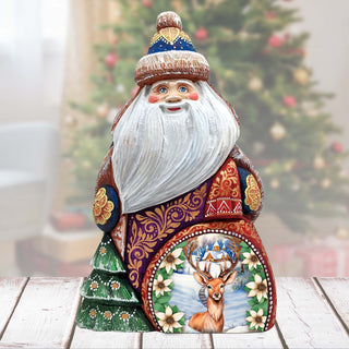 Majestic Deer Santa Hand-Painted WOODCARVED Masterpiece Figurine by G. DeBrekht - Christmas Décor - 8206018
