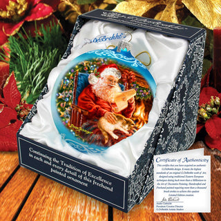 House Warming Santa Lg Glass Ornament in Blue by Gelsinger - Christmas Décor - 73924B-DG