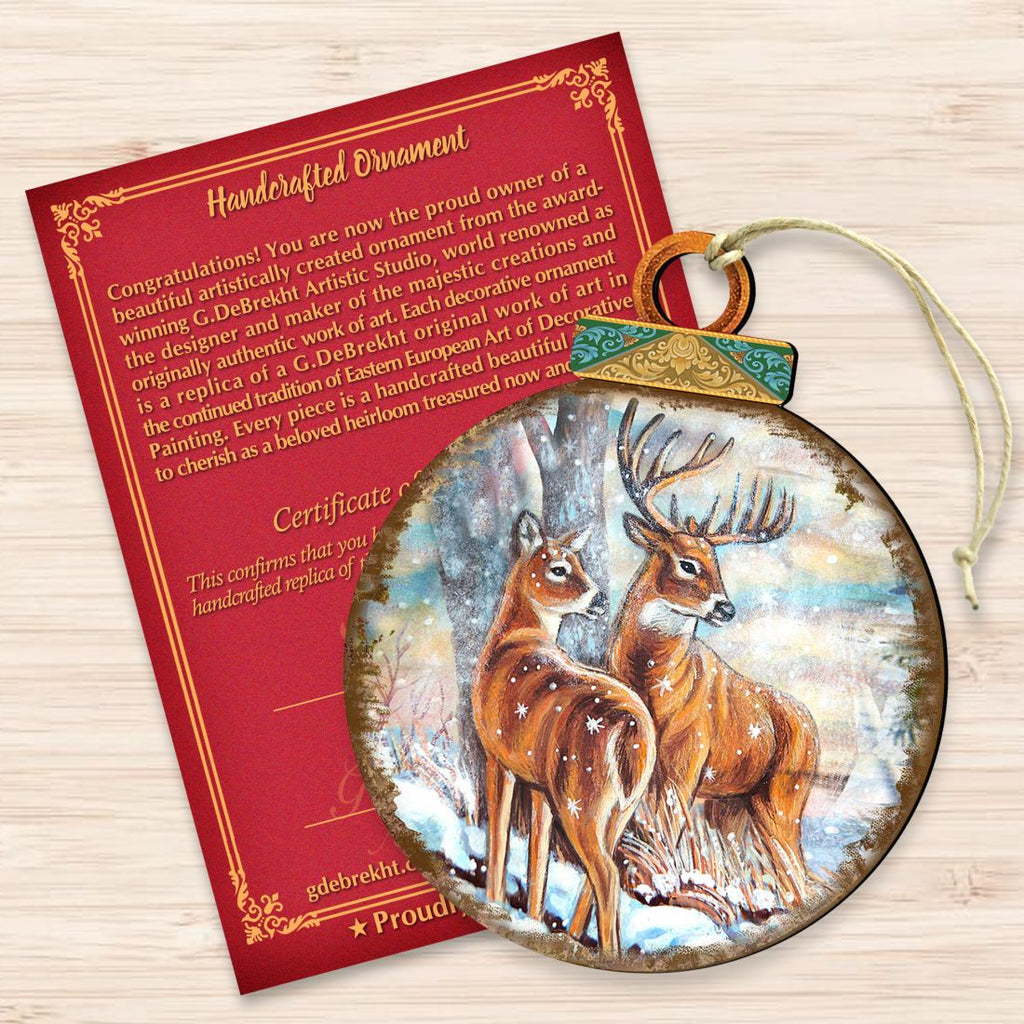 Deer's Family Ball Wooden Ornaments by G. DeBrekht - Wildlife Holiday Decor - 8025212