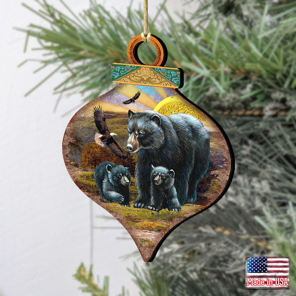 G. Debrekht Rising Sun Bears Handcrafted Ornaments Set of 2
