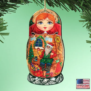 Nesting Doll Wooden Ornaments by G. DeBrekht - Christmas Santa Snowman Decor - 8115015