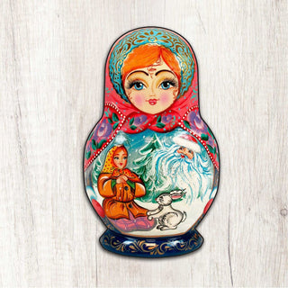 Morozko Nesting Doll Holiday Ornament Beautiful Diminutive wall art- sturdy & lightweight, UV protective coating, indoor & outdoor use, 100% handcrafted in the USA, with mounting hardware 8115951M