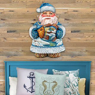 Goldfish Santa Christmas Door Decor by G. DeBrekht - Christmas Santa Snowman Decor - 8118201H