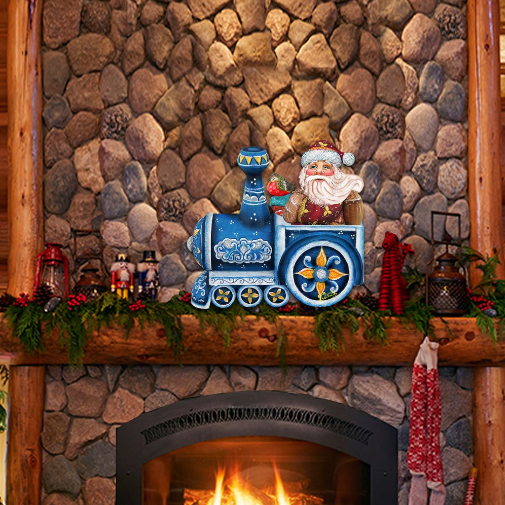 Santa On Train Christmas Door Decor by G. DeBrekht - Christmas Santa Snowman Decor - 8129211H