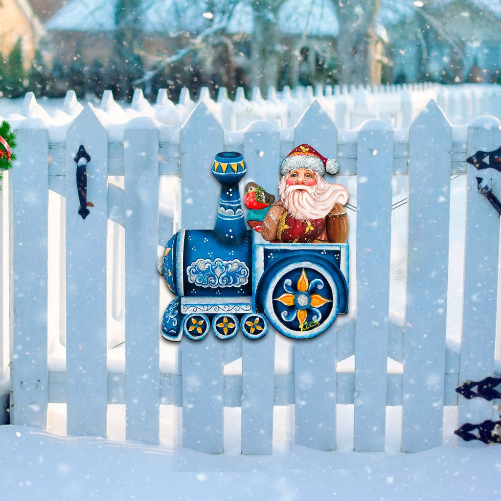 Santa On Train Christmas Door Decor by G. DeBrekht - Christmas Santa Snowman Decor - 8129211H