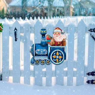 Santa On Train Christmas Door Decor by G. DeBrekht - Christmas Santa Snowman Decor - 8129211H
