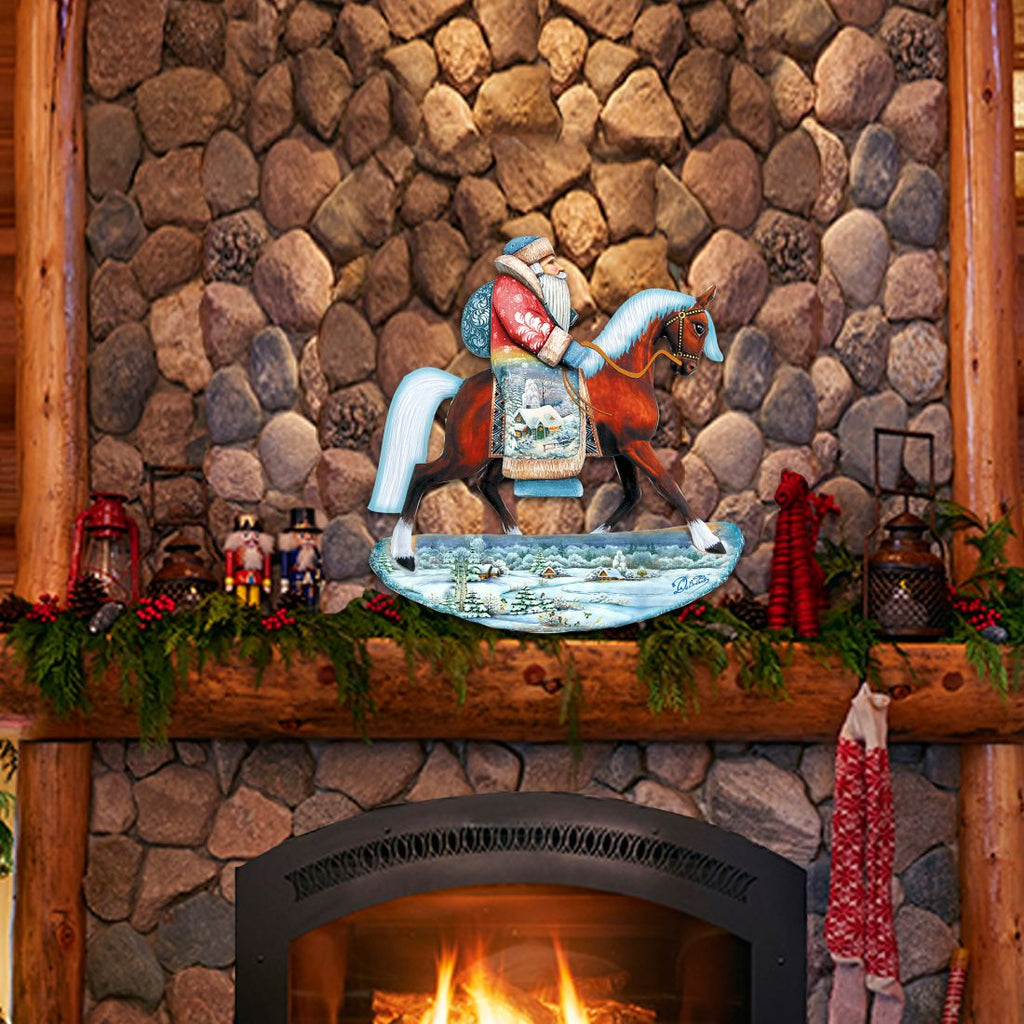 Horsey Santa Christmas Christmas Door Decor by G. DeBrekht - Christmas Santa Snowman Decor - 8151121H