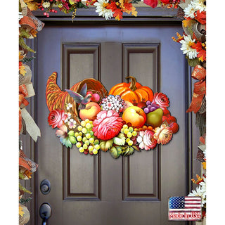Floral Cornucopia Halloween Door Decor by G. DeBrekht - Thanksgiving Halloween Decor - 8158907H