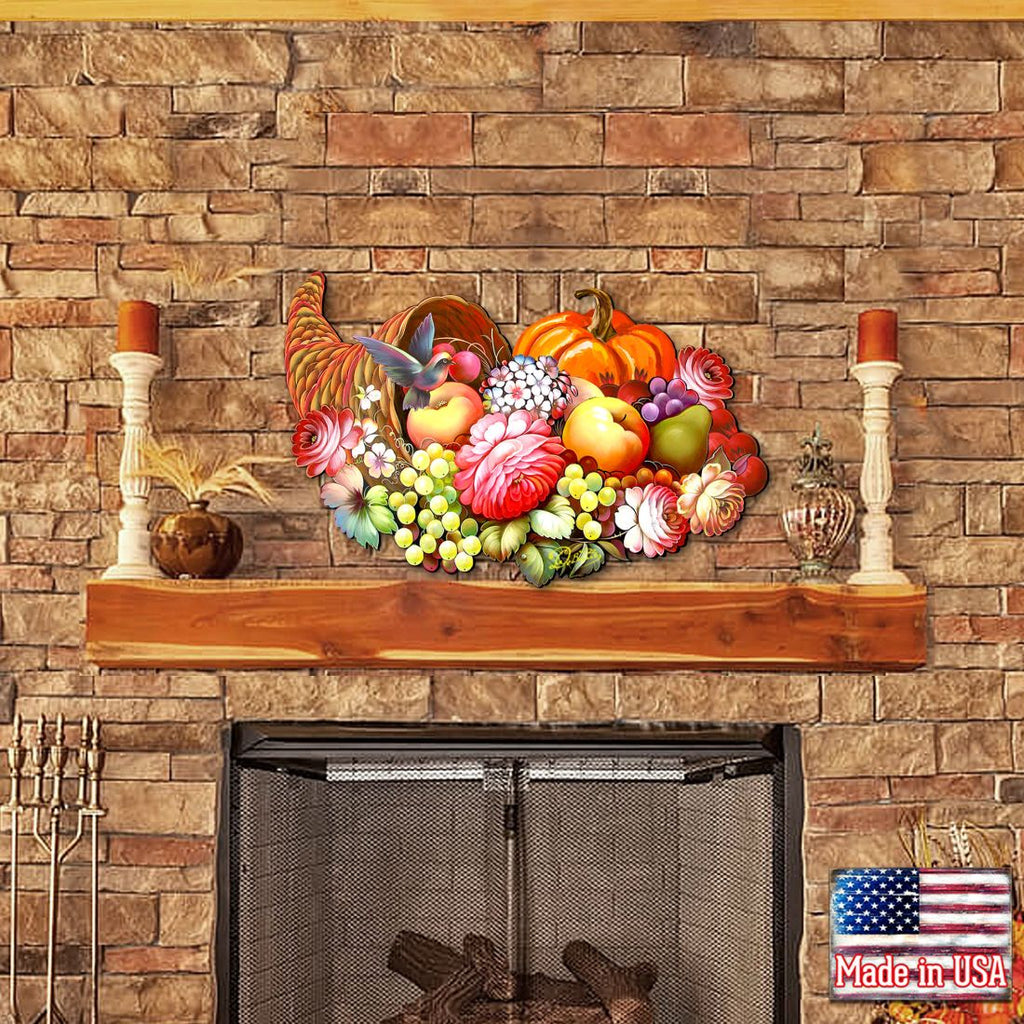 Floral Cornucopia Halloween Door Decor by G. DeBrekht - Thanksgiving Halloween Decor - 8158907H