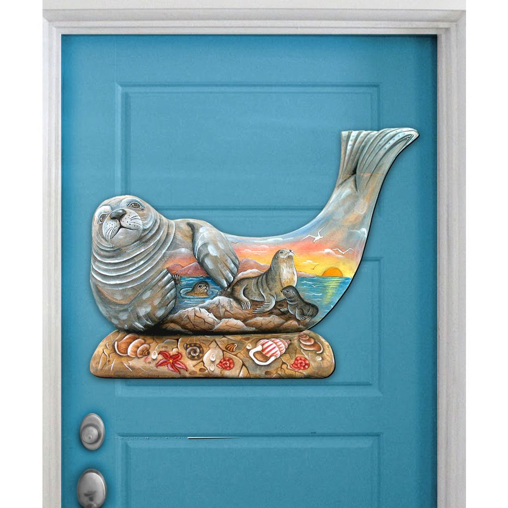 Sea Lion Beach House Door Decor by G. DeBrekht - Coastal Holiday Decor - 8158914H