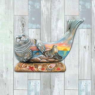 Sea Lion Beach House Door Decor by G. DeBrekht - Coastal Holiday Decor - 8158914H
