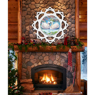 Snowflake Loving Swans Door Hanger by G. DeBrekht - Love Family Kids Decor - 8173433H