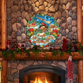 Up Up Wreath Christmas Door Decor by G. DeBrekht - Christmas Santa Snowman Decor - 8185315H