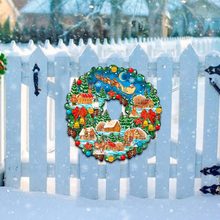 Up Up Wreath Christmas Door Decor by G. DeBrekht - Christmas Santa Snowman Decor - 8185315H