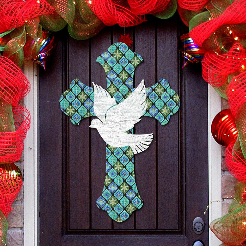 White Doves Cross Easter Door Decor by G. DeBrekht - Easter Spring Decor - 8191163-2H