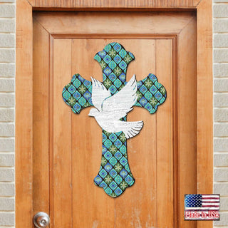White Doves Cross Easter Door Decor by G. DeBrekht - Easter Spring Decor - 8191163-2H