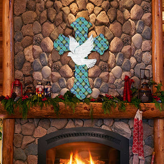 White Doves Cross Easter Door Decor by G. DeBrekht - Easter Spring Decor - 8191163-2H