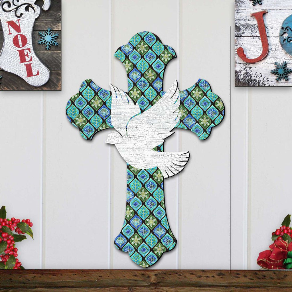 White Doves Cross Easter Door Decor by G. DeBrekht - Easter Spring Decor - 8191163-2H