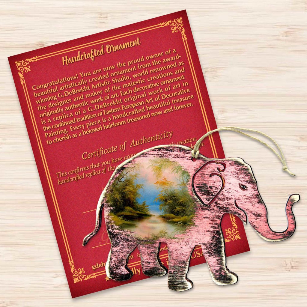 Rustic Elephant Wooden Ornaments by Nature Wonders - Wildlife Holiday Decor - 8198229