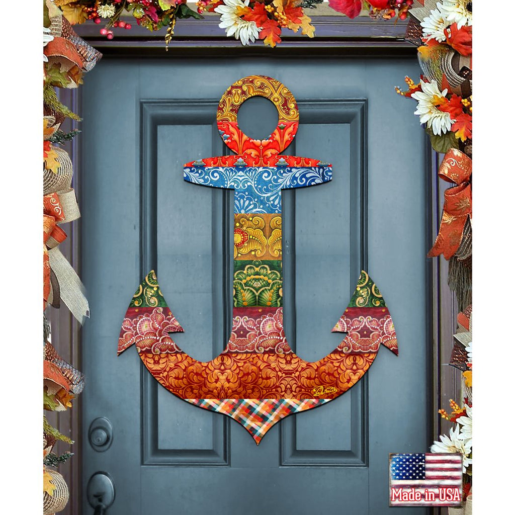 Decorated Anchor Coastal Door Decor by G. DeBrekht - Coastal Holiday Decor - 8198521-2H