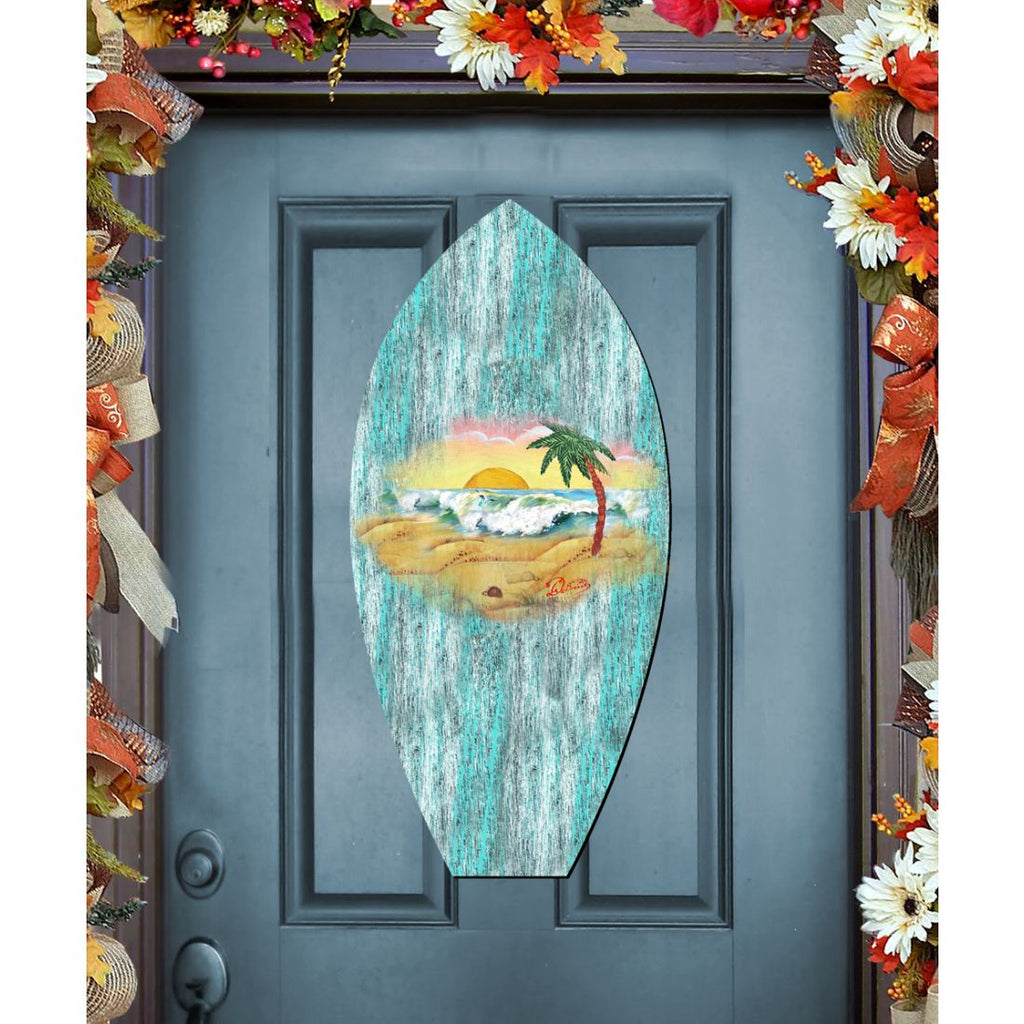 Sunrise Surfboard Coastal Door Decor by G. DeBrekht - Coastal Holiday Decor - 8198522H