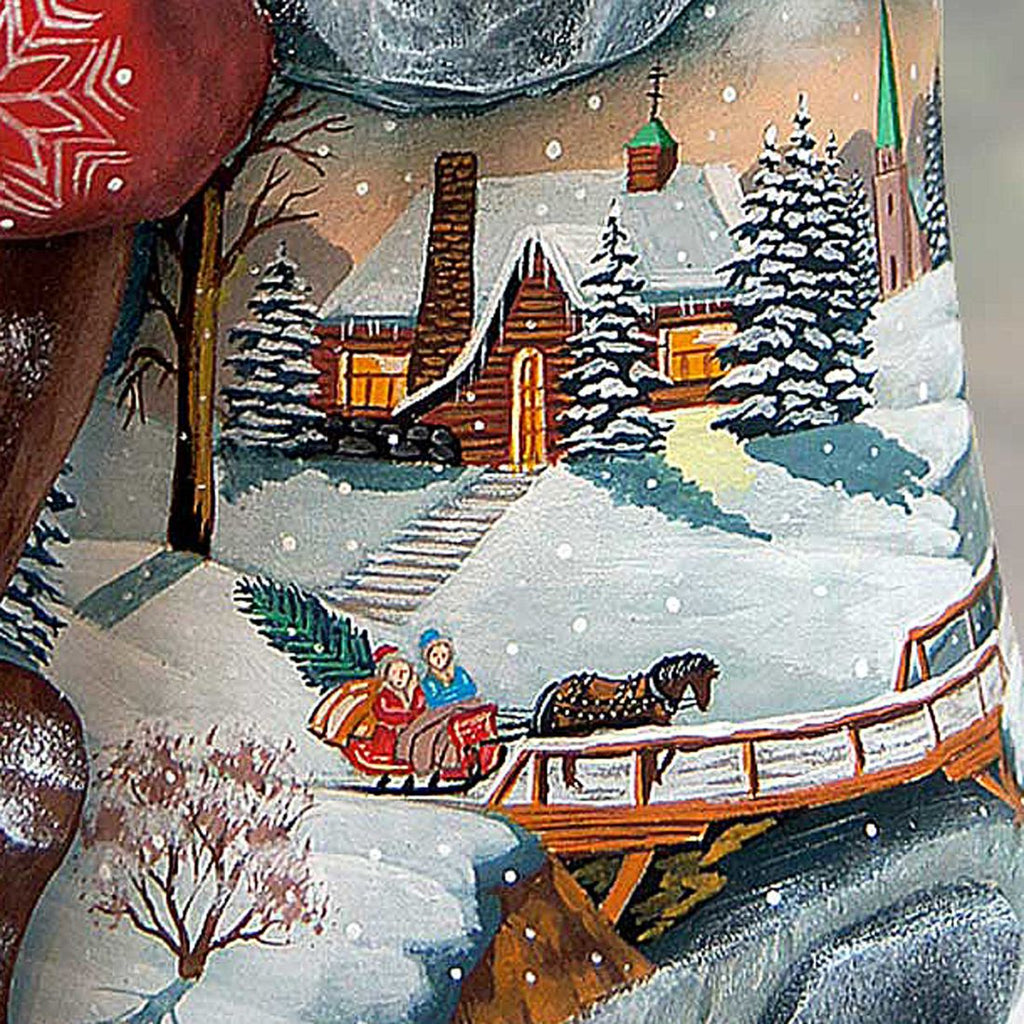 Winter Village Bag Handpainted Masterpiece Unique hand carvings made from Linden wood. Fine details and beautiful artwork. Hand-Painted by world-renowned artists, limited edition collectibles. 821527