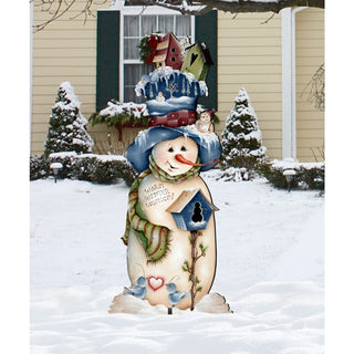 Blue & White Warm Winter Wish Christmas Outdoor Scene by Jamie Mills-Price - Christmas Santa Snowman Décor - 8457515F