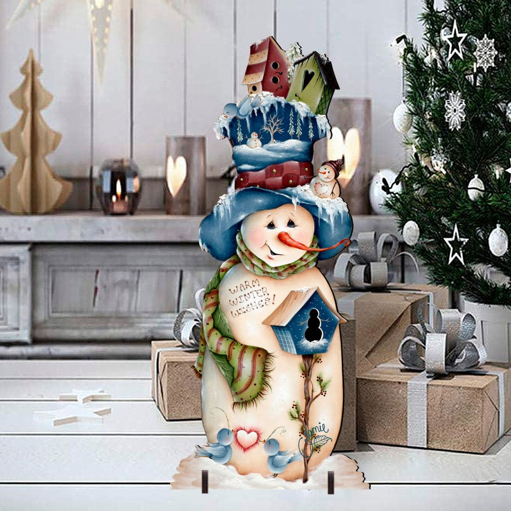 Blue & White Warm Winter Wish Christmas Outdoor Scene by Jamie Mills-Price - Christmas Santa Snowman Décor - 8457515F