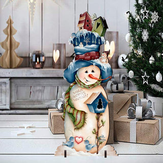 Blue & White Warm Winter Wish Christmas Outdoor Scene by Jamie Mills-Price - Christmas Santa Snowman Décor - 8457515F
