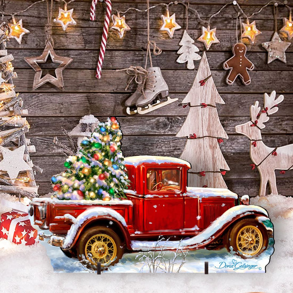 Old Fashion Truck Christmas Outdoor Yard Sign by D. Gelsinger - Christmas Santa Snowman Décor - 8461039F-1701