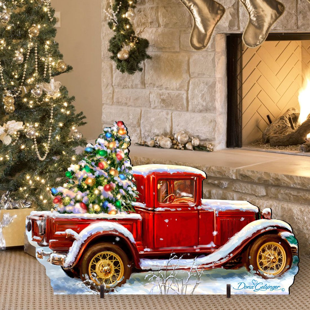 Old Fashion Truck Christmas Outdoor Yard Sign by D. Gelsinger - Christmas Santa Snowman Décor - 8461039F-1701