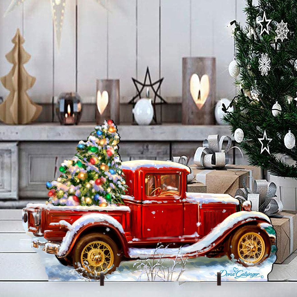 Old Fashion Truck Christmas Outdoor Yard Sign by D. Gelsinger - Christmas Santa Snowman Décor - 8461039F-1701