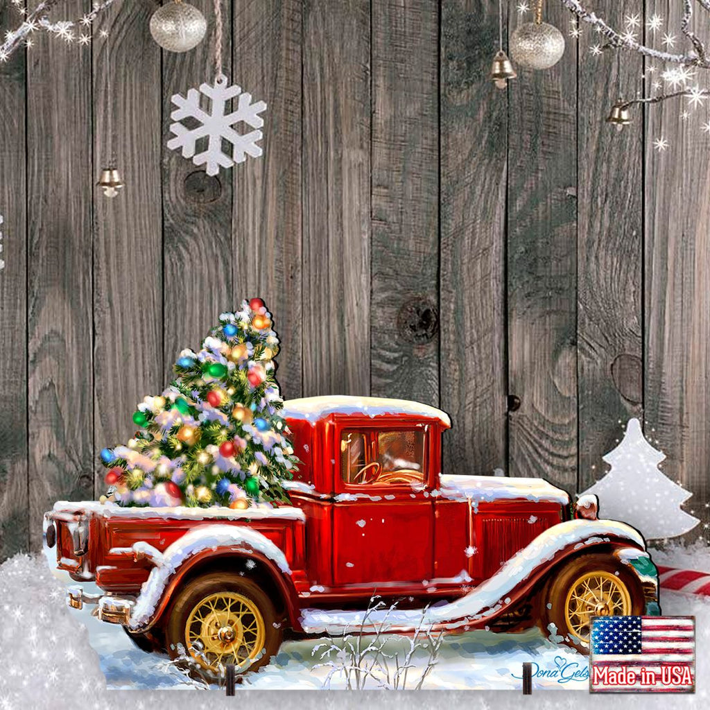 Old Fashion Truck Christmas Outdoor Yard Sign by D. Gelsinger - Christmas Santa Snowman Décor - 8461039F-1701